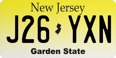NJ license plate J26YXN