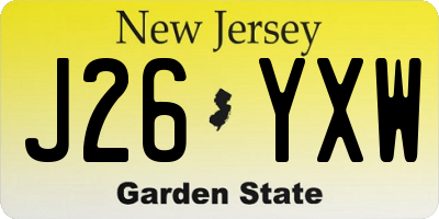 NJ license plate J26YXW