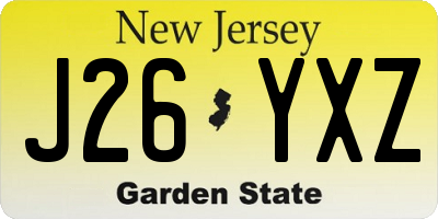 NJ license plate J26YXZ