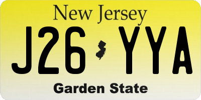 NJ license plate J26YYA