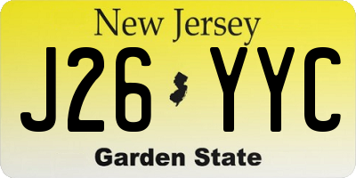 NJ license plate J26YYC