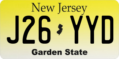 NJ license plate J26YYD