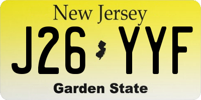 NJ license plate J26YYF