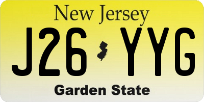 NJ license plate J26YYG
