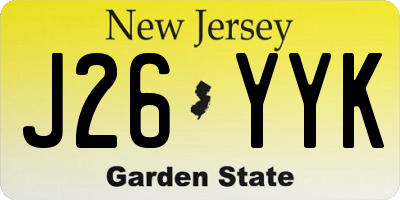NJ license plate J26YYK