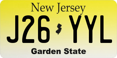 NJ license plate J26YYL
