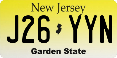 NJ license plate J26YYN