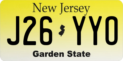 NJ license plate J26YYO