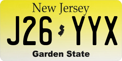 NJ license plate J26YYX
