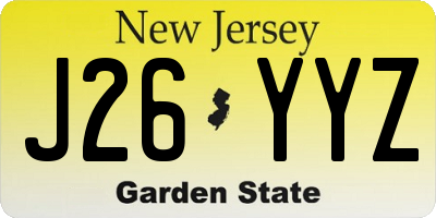 NJ license plate J26YYZ