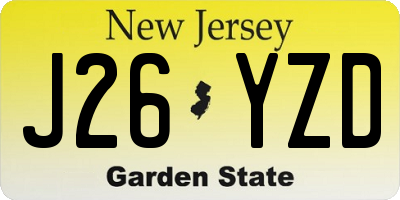 NJ license plate J26YZD