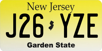 NJ license plate J26YZE