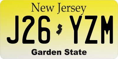 NJ license plate J26YZM