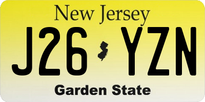 NJ license plate J26YZN
