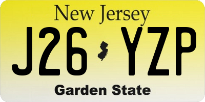 NJ license plate J26YZP