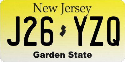 NJ license plate J26YZQ