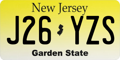 NJ license plate J26YZS