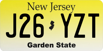 NJ license plate J26YZT