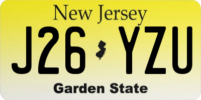 NJ license plate J26YZU