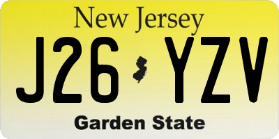 NJ license plate J26YZV