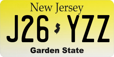NJ license plate J26YZZ