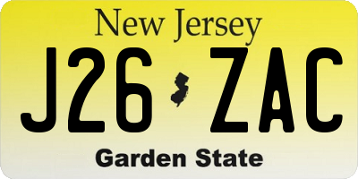 NJ license plate J26ZAC