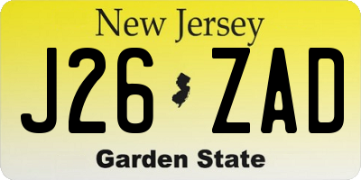 NJ license plate J26ZAD