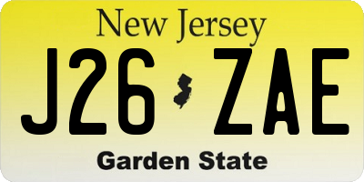 NJ license plate J26ZAE