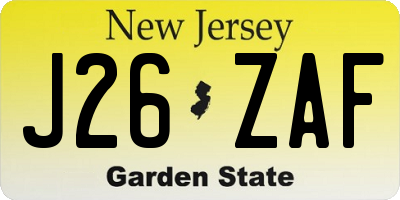 NJ license plate J26ZAF