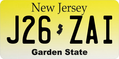NJ license plate J26ZAI