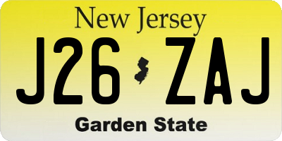 NJ license plate J26ZAJ