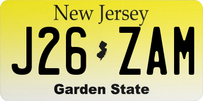 NJ license plate J26ZAM