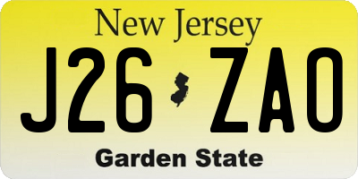 NJ license plate J26ZAO