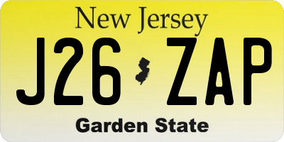 NJ license plate J26ZAP
