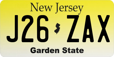 NJ license plate J26ZAX
