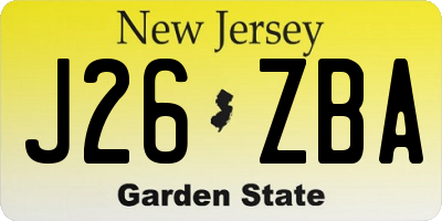 NJ license plate J26ZBA