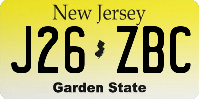 NJ license plate J26ZBC