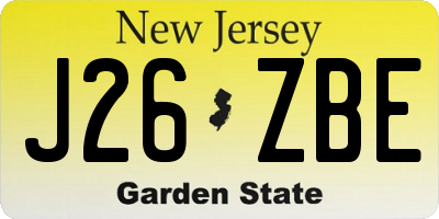 NJ license plate J26ZBE