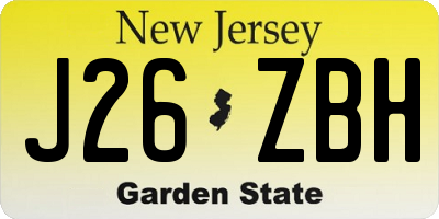 NJ license plate J26ZBH