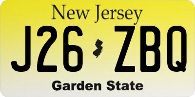 NJ license plate J26ZBQ