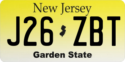 NJ license plate J26ZBT