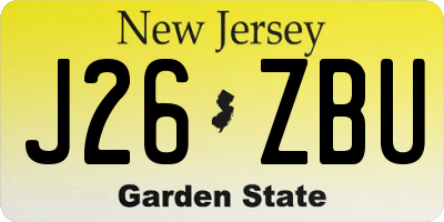 NJ license plate J26ZBU