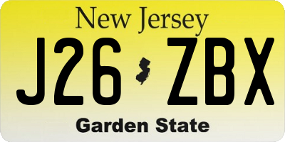 NJ license plate J26ZBX