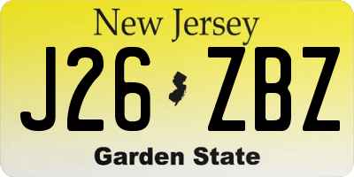 NJ license plate J26ZBZ