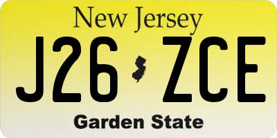 NJ license plate J26ZCE
