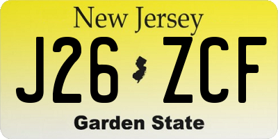 NJ license plate J26ZCF