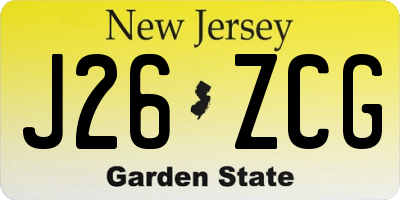 NJ license plate J26ZCG