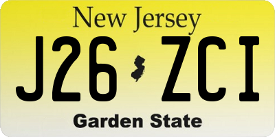 NJ license plate J26ZCI