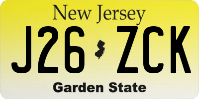 NJ license plate J26ZCK