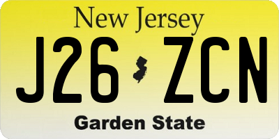 NJ license plate J26ZCN